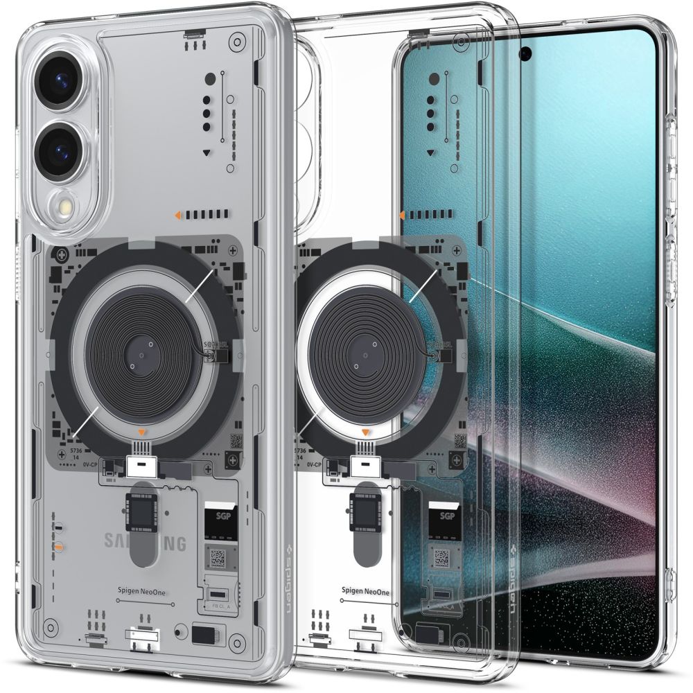 Spigen Ultra Hybrid Mag Suojakuori MagSafella Samsung Galaxy S25 Edge:lle painatuksella - läpinäkyvä