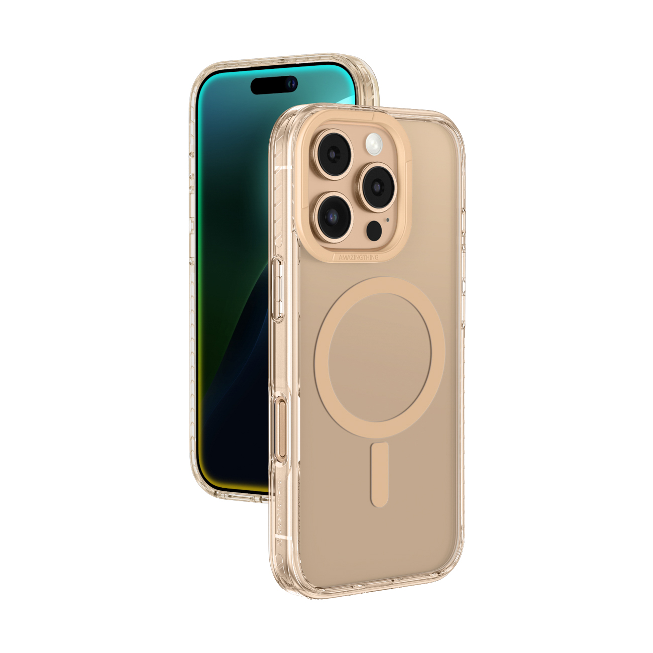 AmazingThing Titan Pro Mag Suojakuori magneettisella renkaalla iPhone 16 Pro:lle - Rose Gold