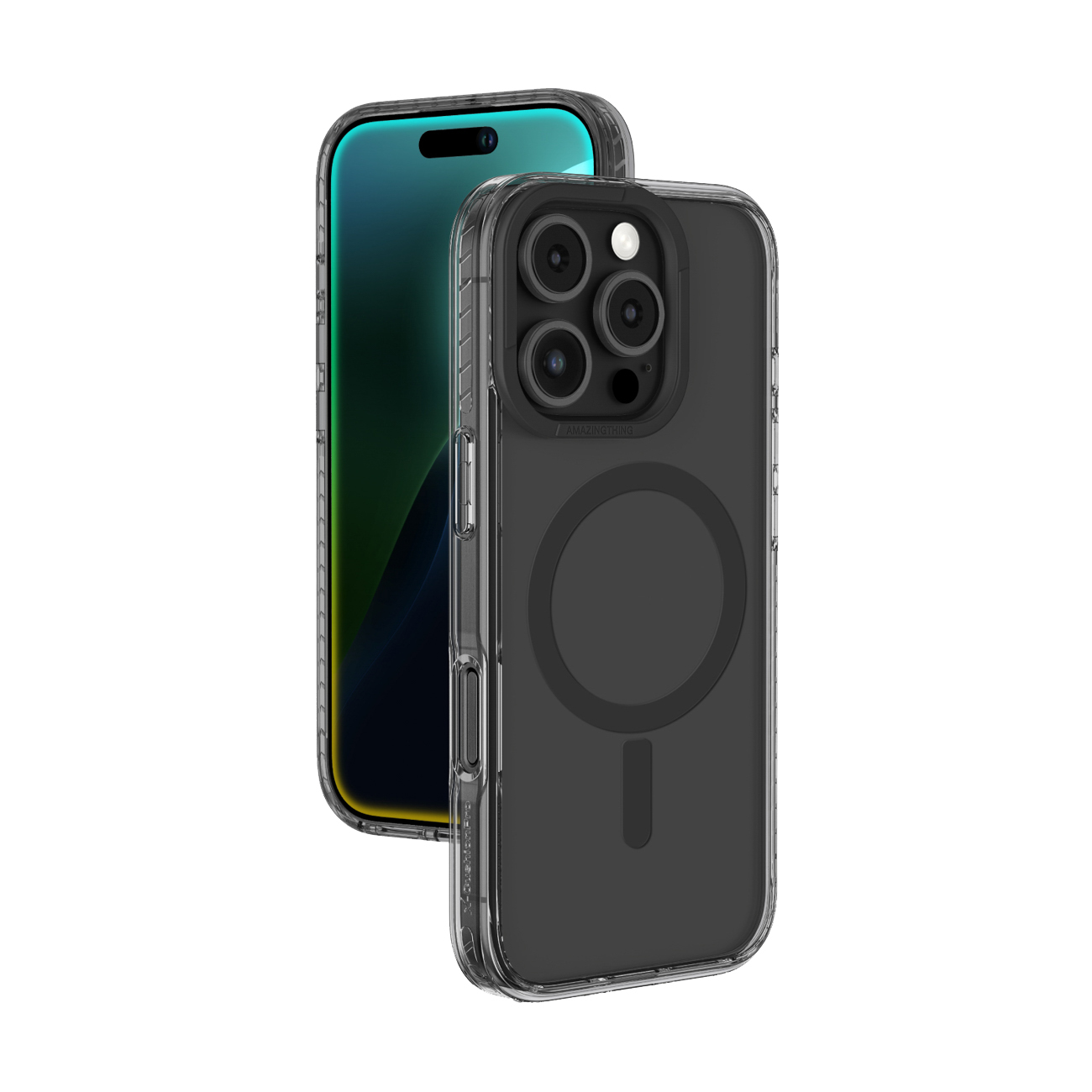AmazingThing Titan Pro Mag Suojakuori Magneettisella Renkaalla iPhone 16 Pro Max:lle - musta