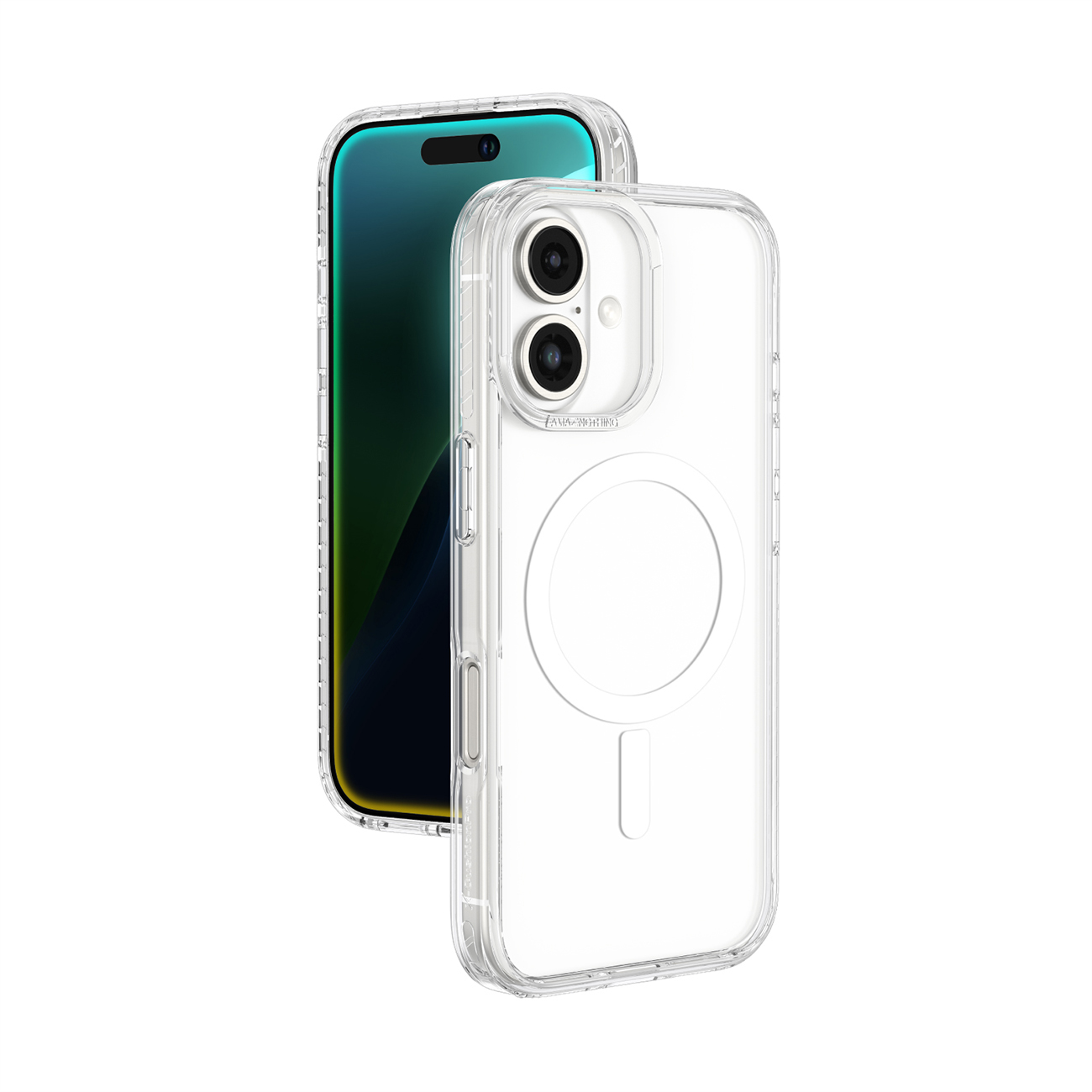 AmazingThing Titan Pro Mag Suojakuori Magneettisella Renkaalla iPhone 16:lle - läpinäkyvä