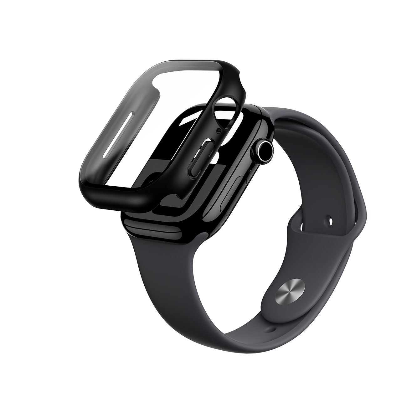 AmazingThing Radix Glass Suojakuori Apple Watch 46mm:lle - musta