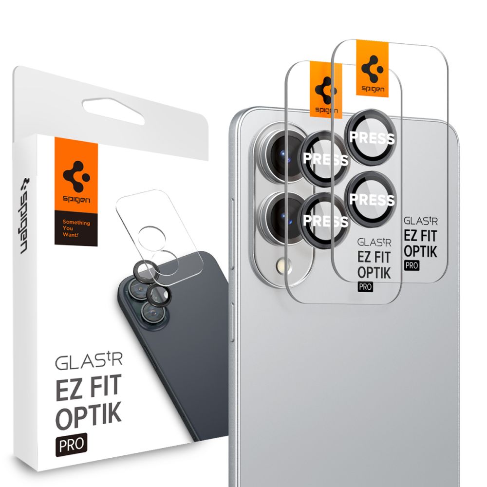 Spigen Optik Pro GLAS.TR Ez Fit 2-pack Kameransuoja Samsung Galaxy S25 Edge:lle - musta
