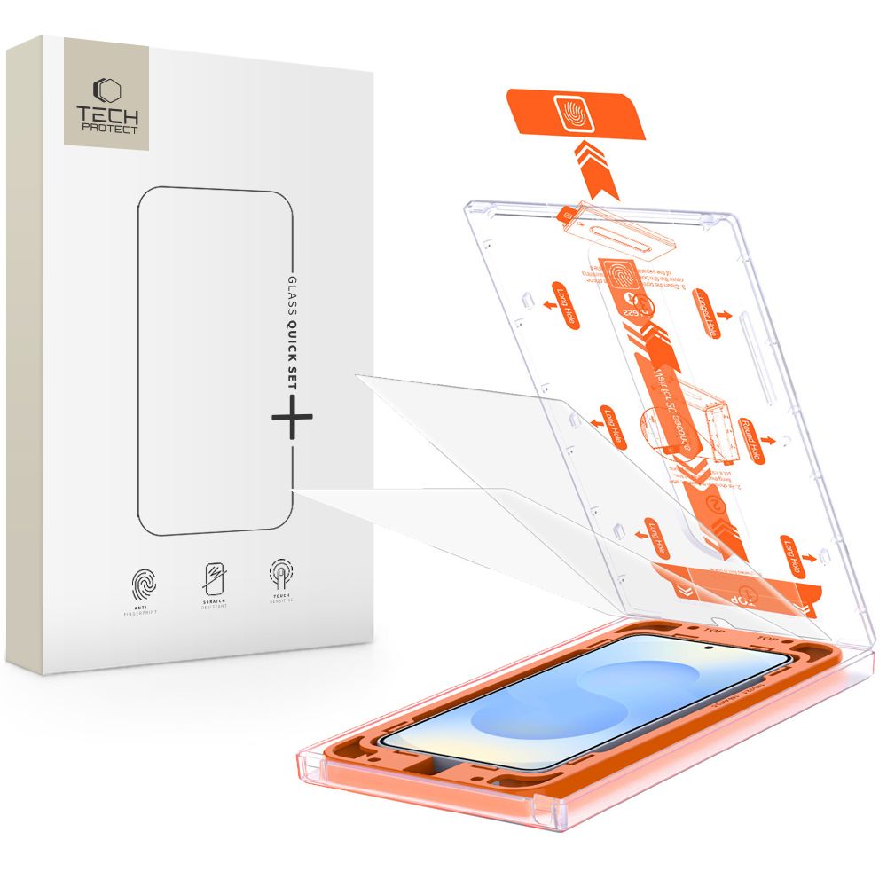 Tech-Protect Quick Set+ Karkaistu lasi Samsung Galaxy S25:lle - läpinäkyvä