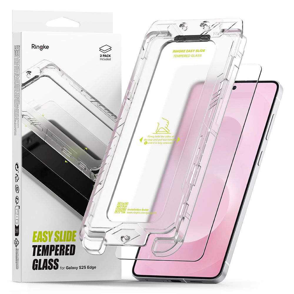 Ringke Easy Slide 2-pack Karkaistu lasi Samsung Galaxy S25 Edge:lle - läpinäkyvä