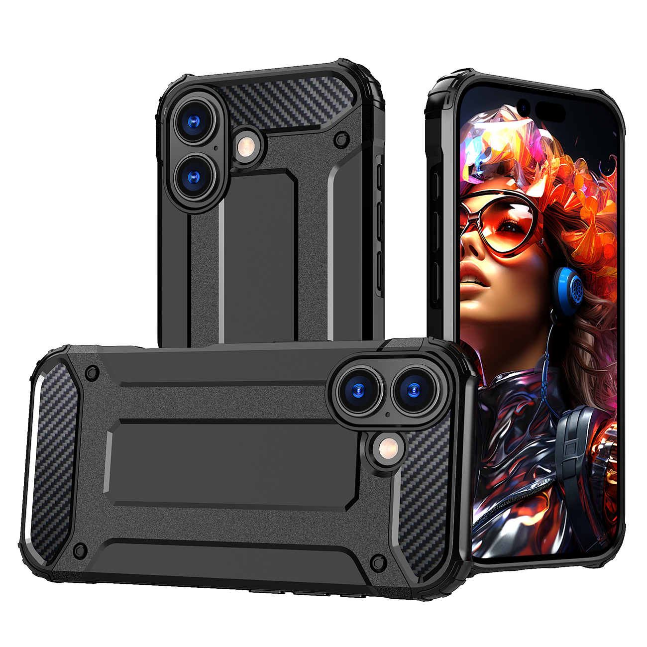 Hybrid Armor Suojakuori iPhone 17:lle - musta