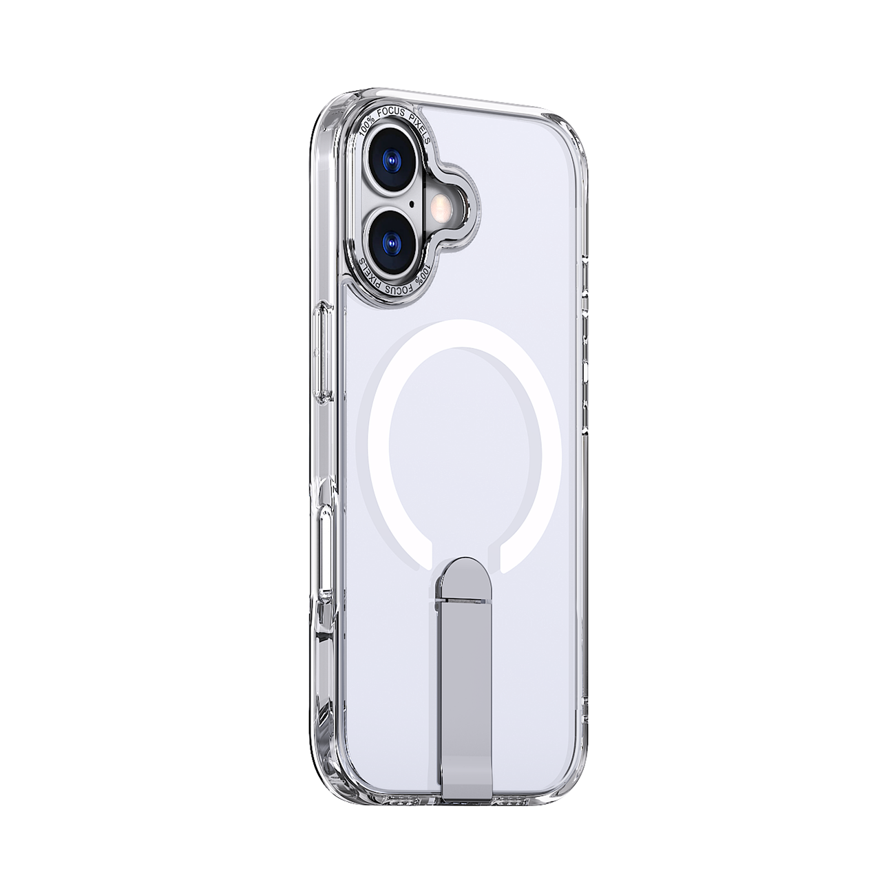 Hybrid Armor X Suojakuori jalustalla iPhone 17:lle, yhteensopiva MagSafen kanssa - läpinäkyvä