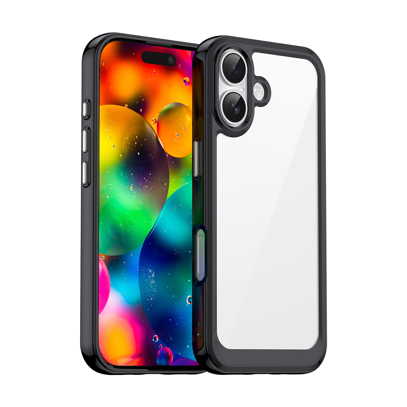 Outer Space iPhone 17 Suojakuori - Musta Läpinäkyvä