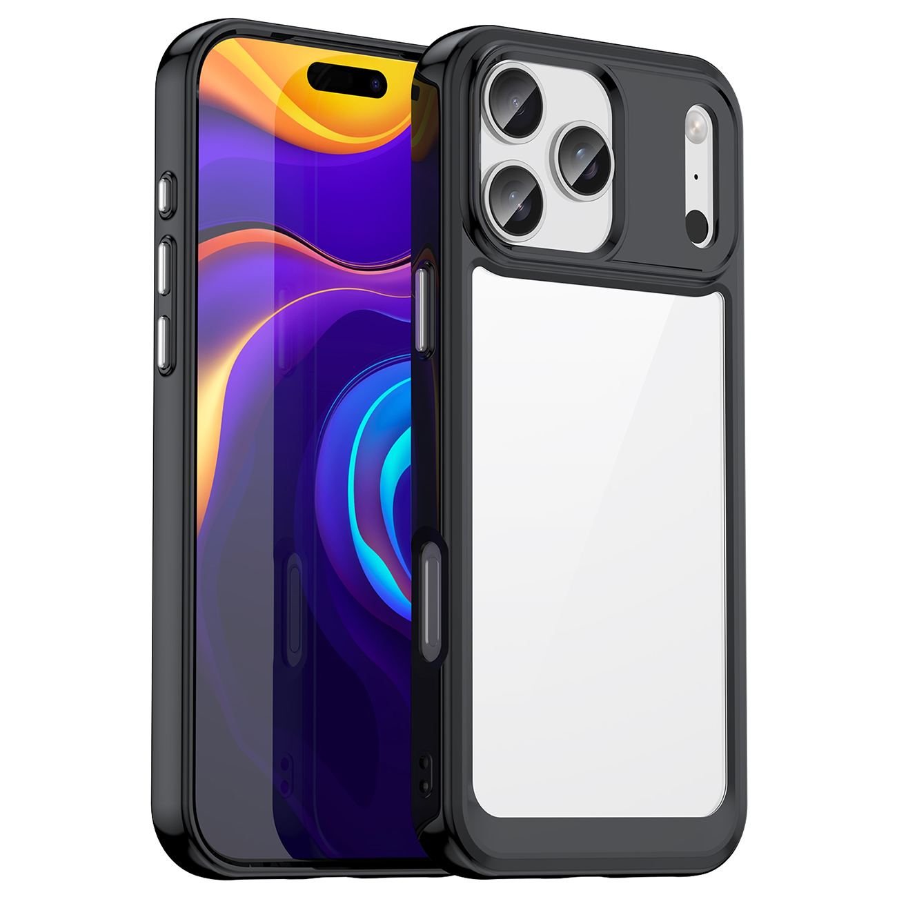 Outer Space Suojakuori iPhone 17 Pro:lle - Musta Läpinäkyvä