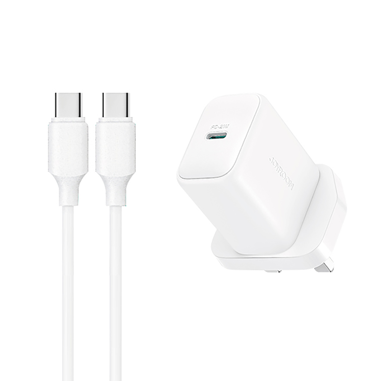 Joyroom JR-TCF20 PD 20W Seinälaturi (UK-pistoke) ja 1m USB-C Kaapeli - Valkoinen