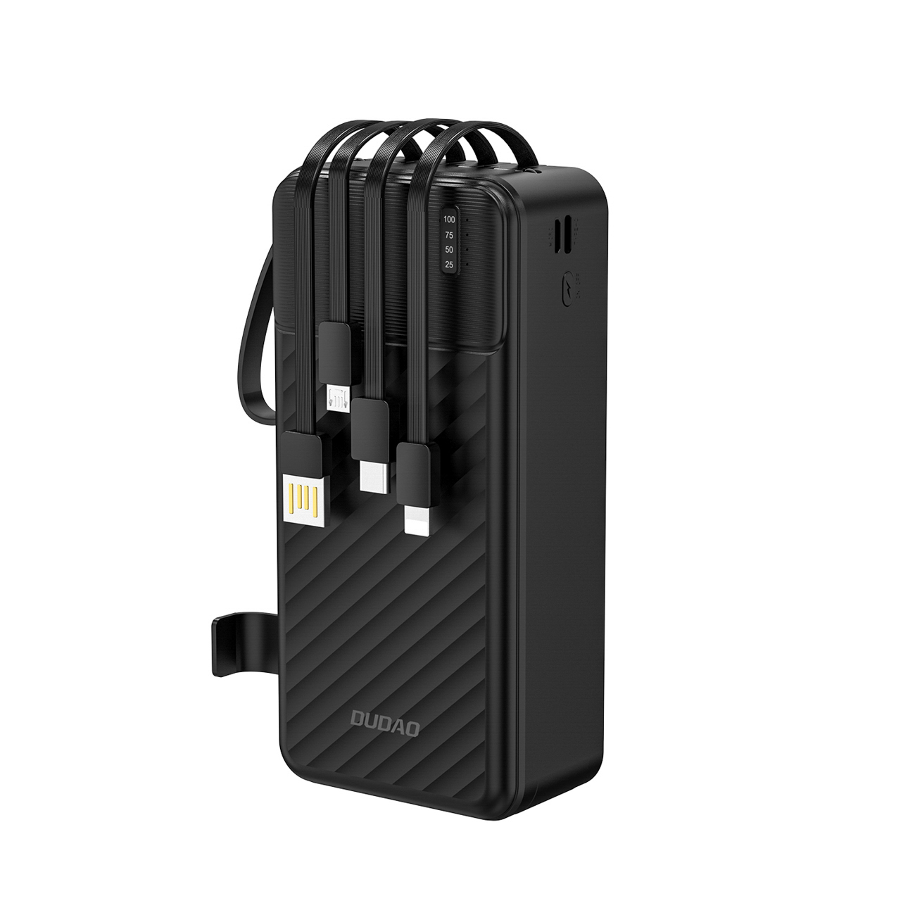 Dudao K11 Max 30000mAh Powerbank sisäänrakennetuilla kaapeleilla - musta