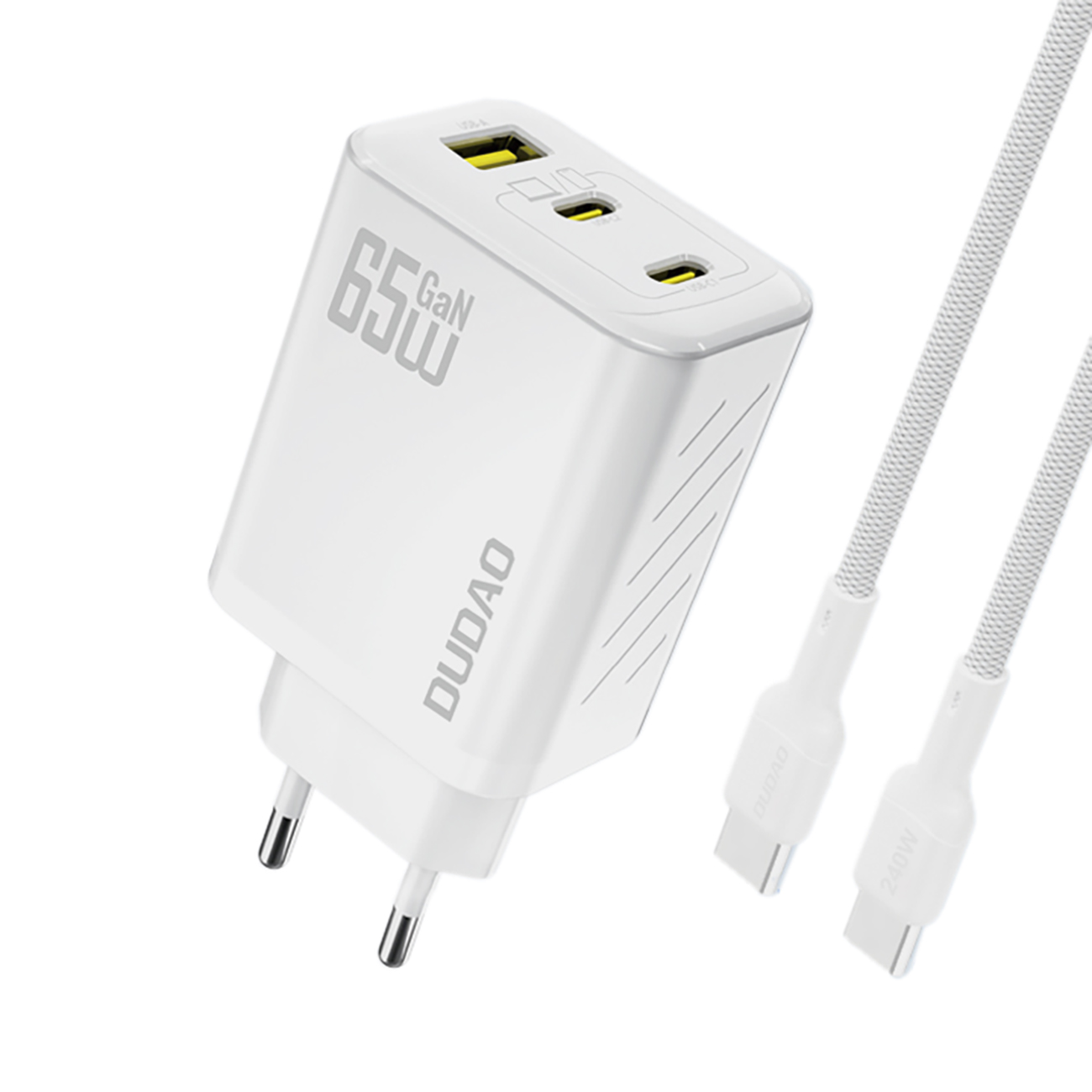 Dudao A29C 65W GaN Seinälaturi + USB-C Kaapeli - Valkoinen