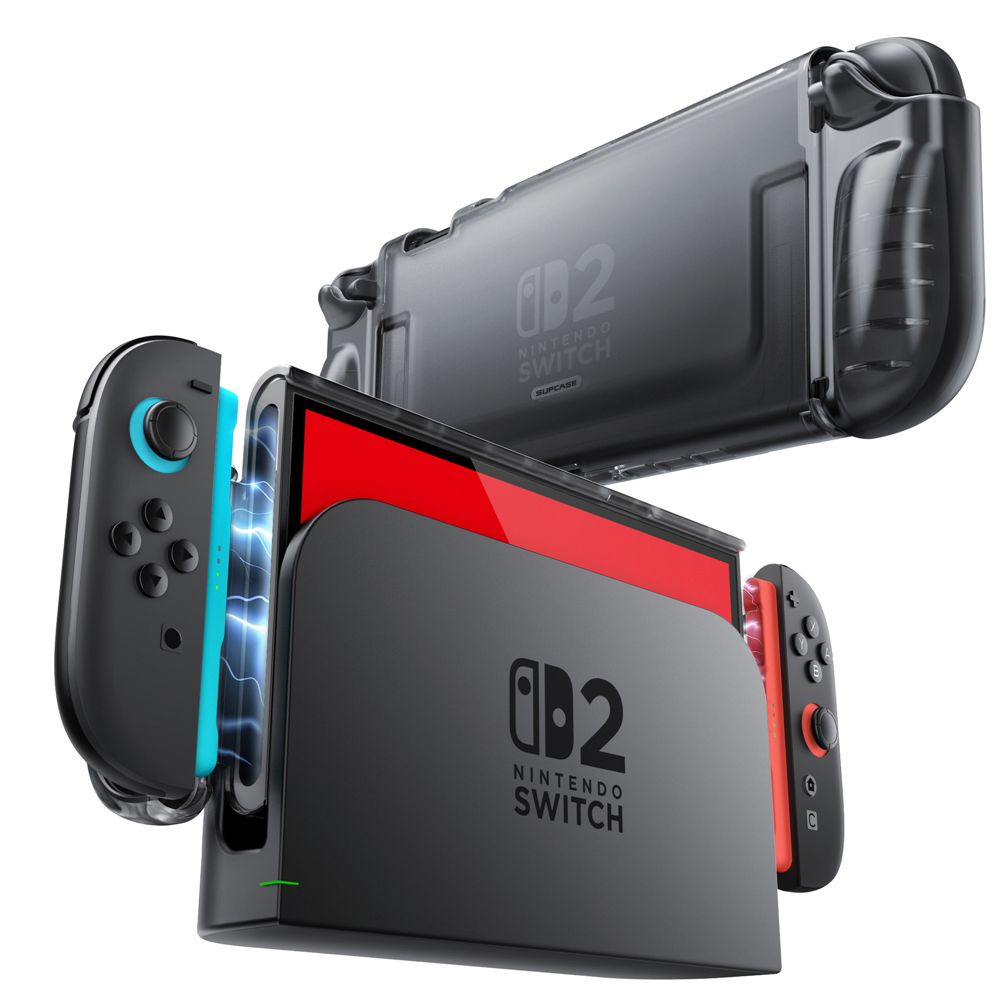 Supcase Crystal Suojakuori Nintendo Switch 2:lle - läpinäkyvä musta