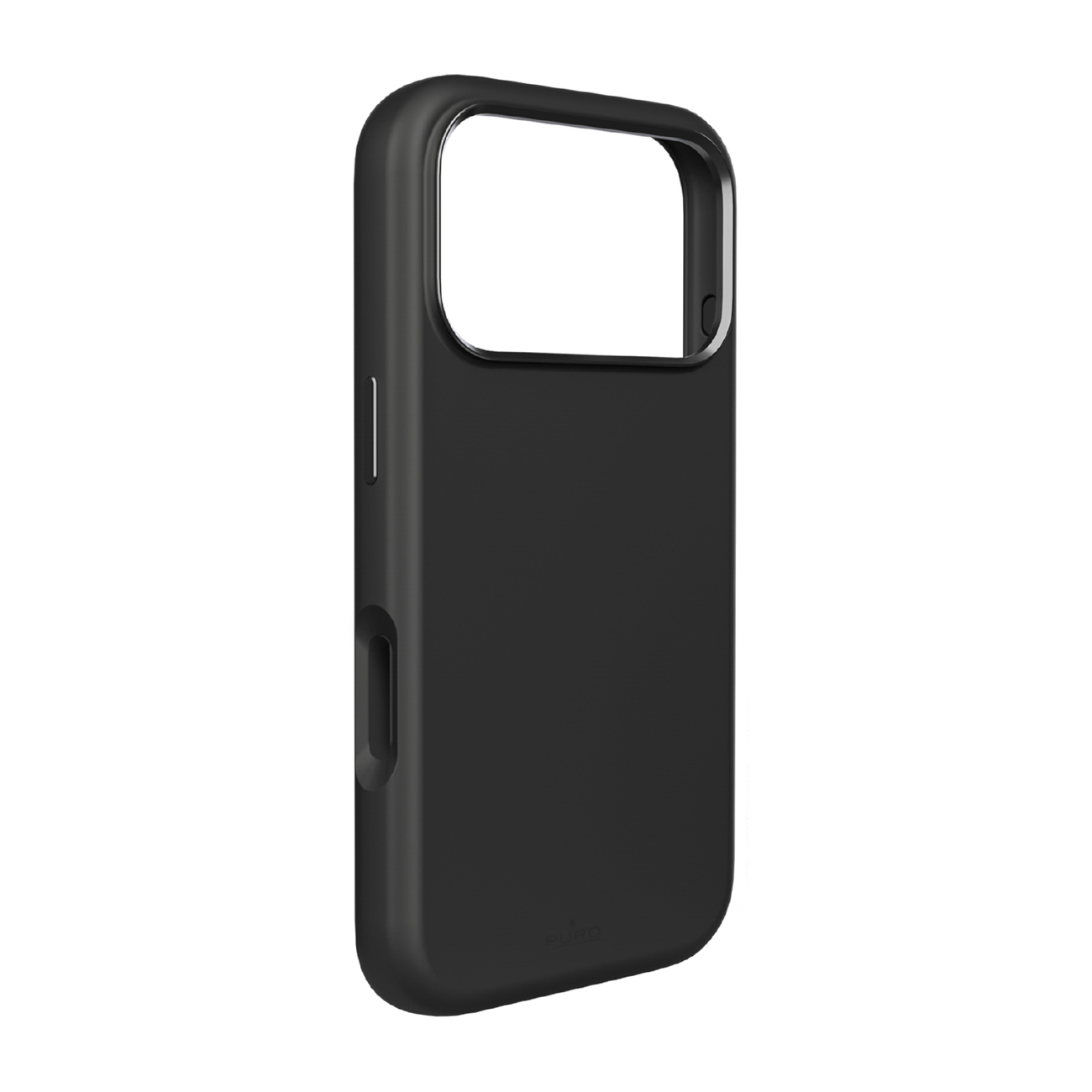 Puro Icon Mag Pro nestesilikoninen Suojakuori iPhone 17 Pro Max:lle, MagSafe -yhteensopiva, kamerasuojauksella ja alumiinipainikkeilla - musta