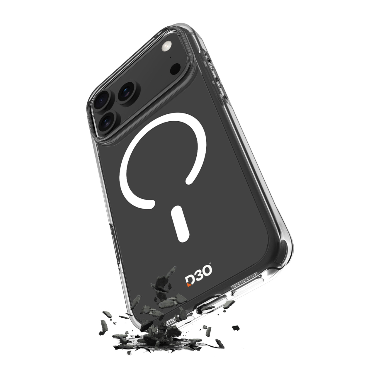 Puro Impact Clear D3O TPU+PC suojakuori MagSafe-yhteensopiva iPhone 17 Pro:lle - läpinäkyvä