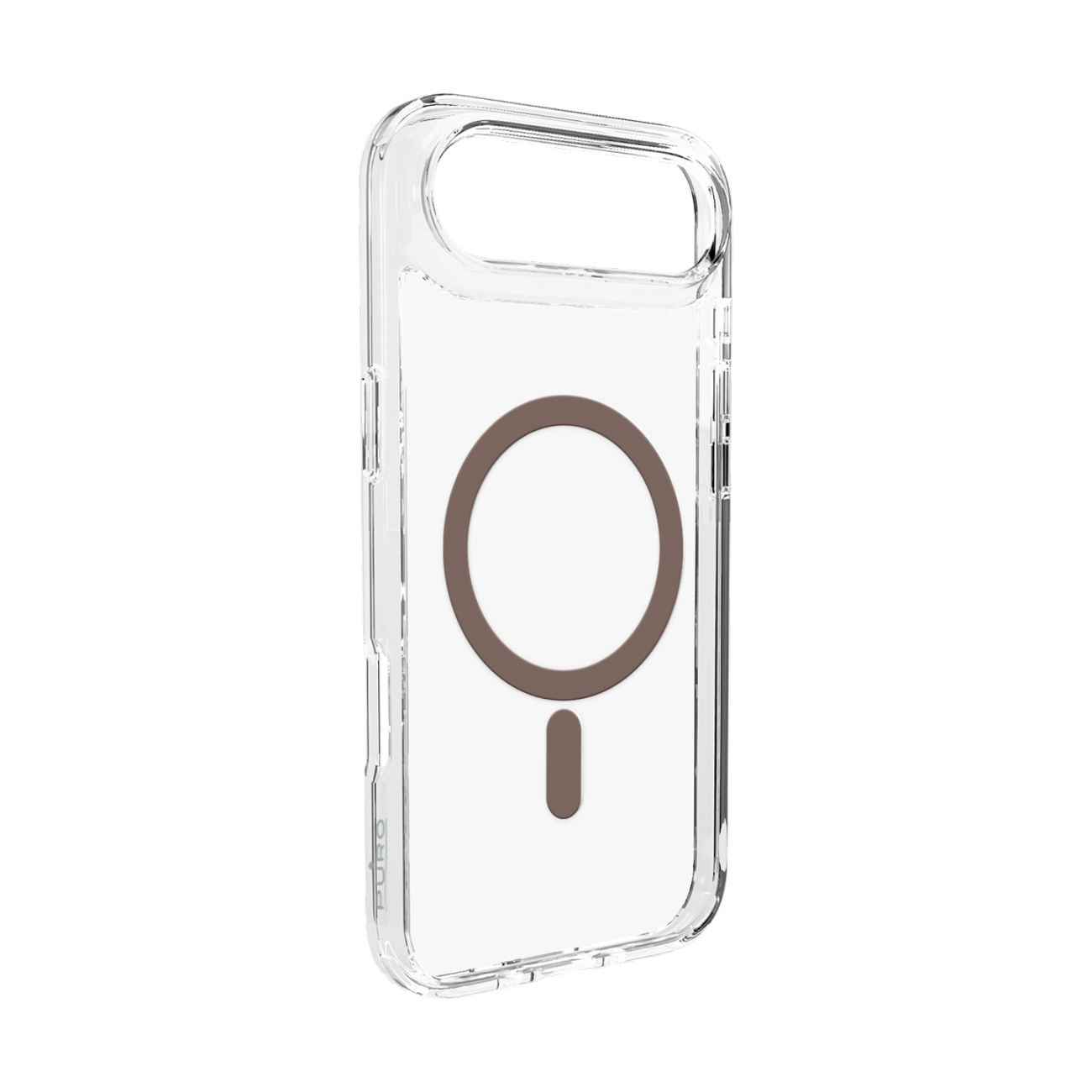 Puro Lite Mag TPU+PC suojakuori MagSafe-yhteensopiva iPhone 17 Air:lle - läpinäkyvä ruskealla renkaalla
