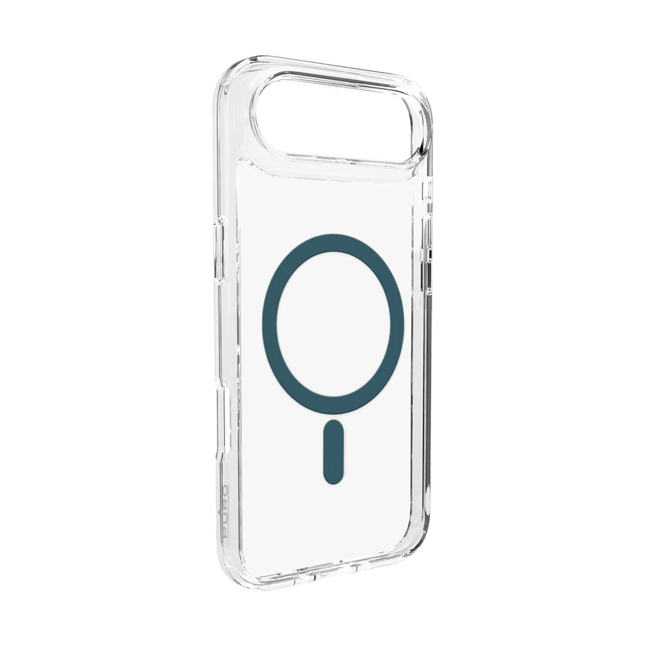 Puro Lite Mag TPU+PC suojakuori MagSafe-yhteensopiva iPhone 17 Air:lle - läpinäkyvä turkoosilla renkaalla