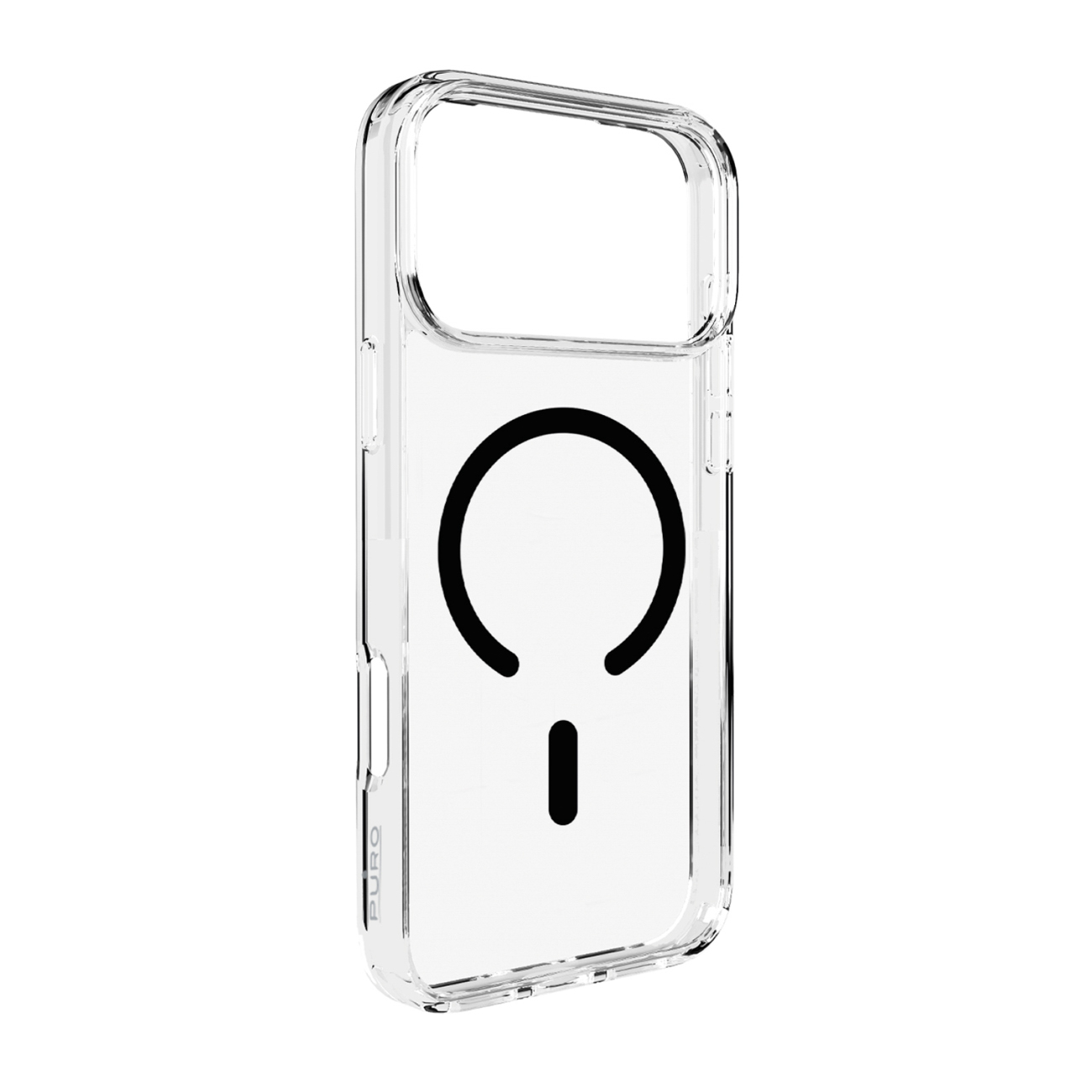 Puro Lite Mag TPU+PC suojakuori MagSafe-yhteensopiva iPhone 17 Pro Max:lle - läpinäkyvä mustalla renkaalla