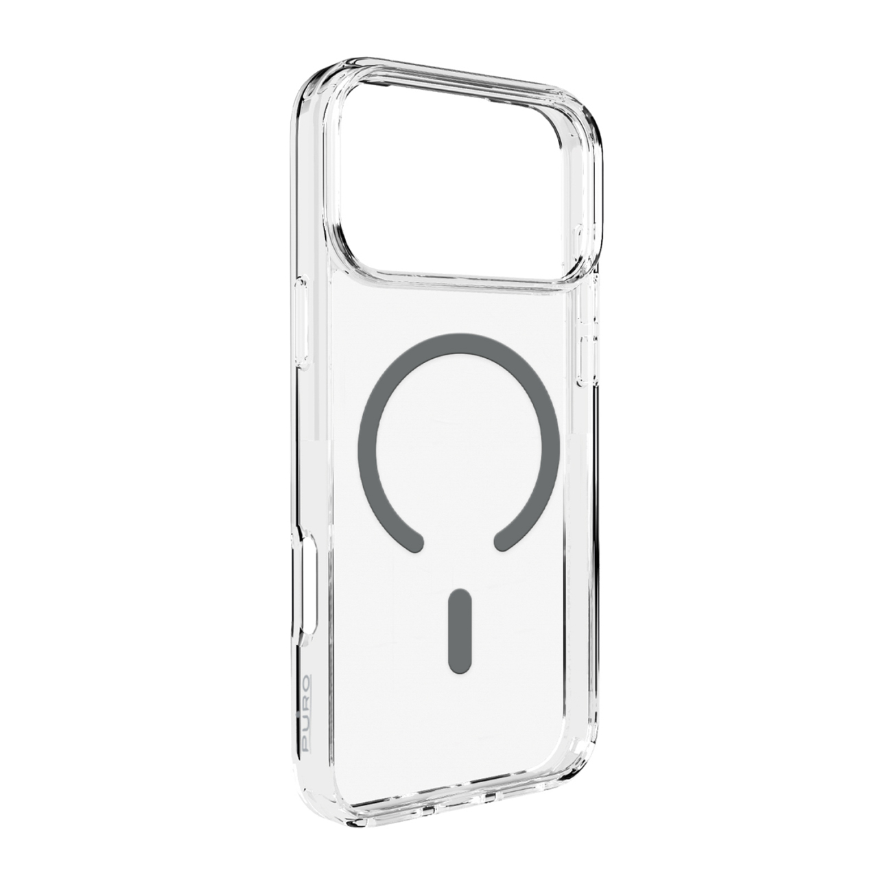 Puro Lite Mag TPU+PC suojakuori MagSafe-yhteensopiva iPhone 17 Pro Max:lle - läpinäkyvä harmaalla renkaalla