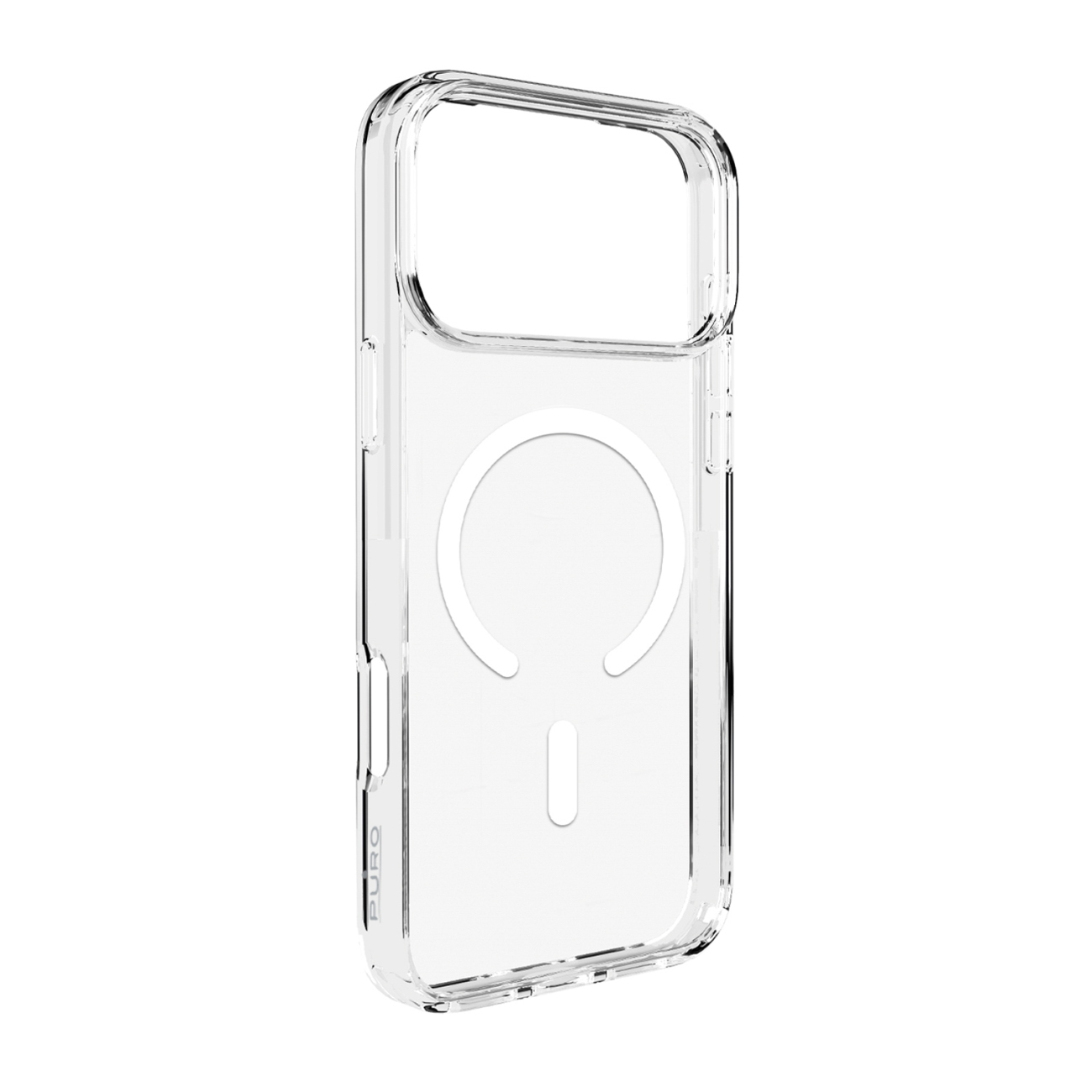 Puro Lite Mag TPU+PC suojakuori MagSafe-yhteensopiva iPhone 17 Pro:lle - läpinäkyvä valkoisella renkaalla