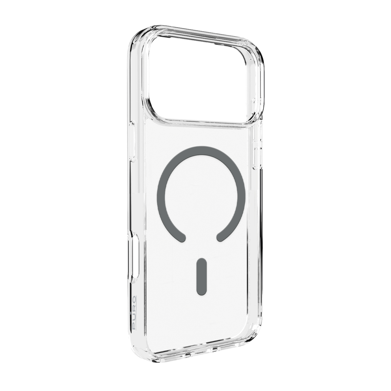 Puro Lite Mag TPU+PC suojakuori MagSafe-yhteensopiva iPhone 17 Pro:lle - läpinäkyvä harmaalla renkaalla