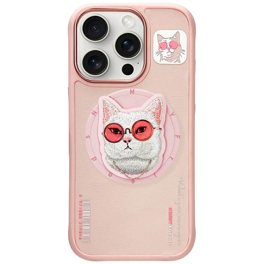 Nimmy Glasses Cool Cat MagSafe Suojakuori iPhone 16 Pro:lle - vaaleanpunainen