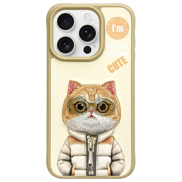 Nimmy Cool&Cute 2.0 Kissa Suojakuori iPhone 15 Pro:lle - vihreä