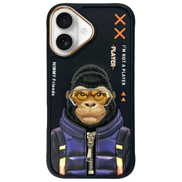 Nimmy Cool&Cute 2.0 Apina Suojakuori iPhone 16:lle - musta
