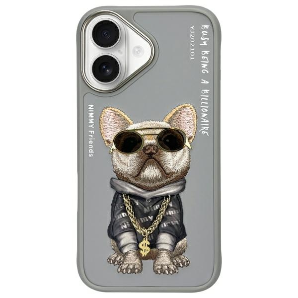 Nimmy Glasses Cool Dog iPhone 16 Suojakuori - harmaa