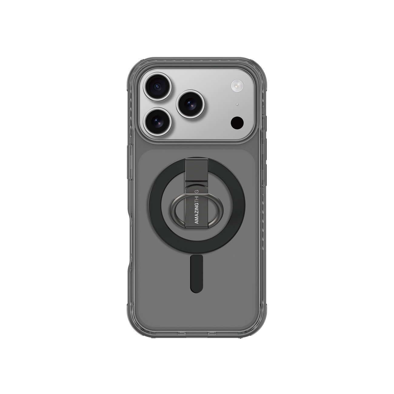 AmazingThing Titan Pro Grip Ring Set Suojakuori iPhone 17 Pro Max:lle MagSafe-yhteensopiva - musta