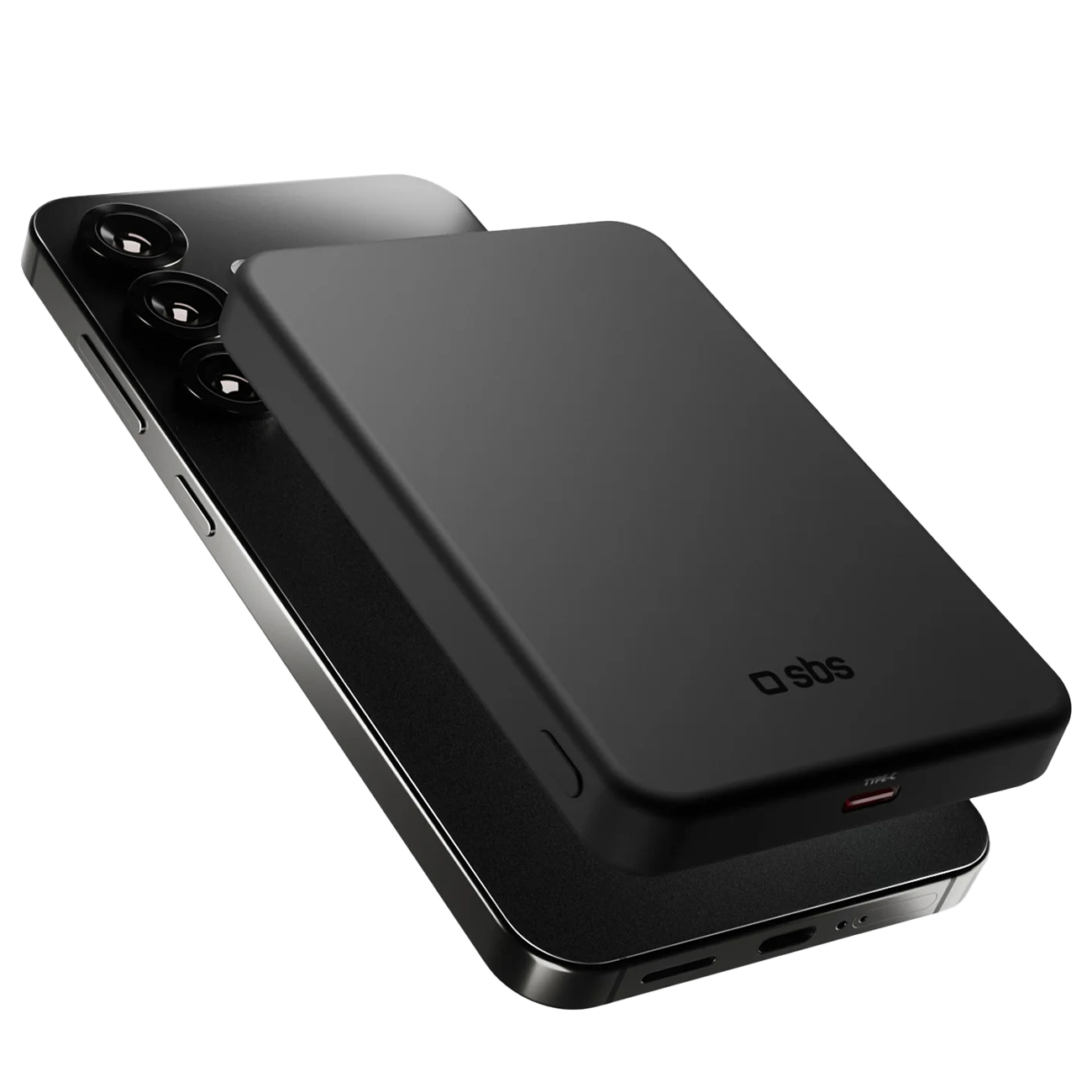 SBS Mag Power Qi2 5000 mAh Powerbank yhteensopiva MagSafen kanssa - musta