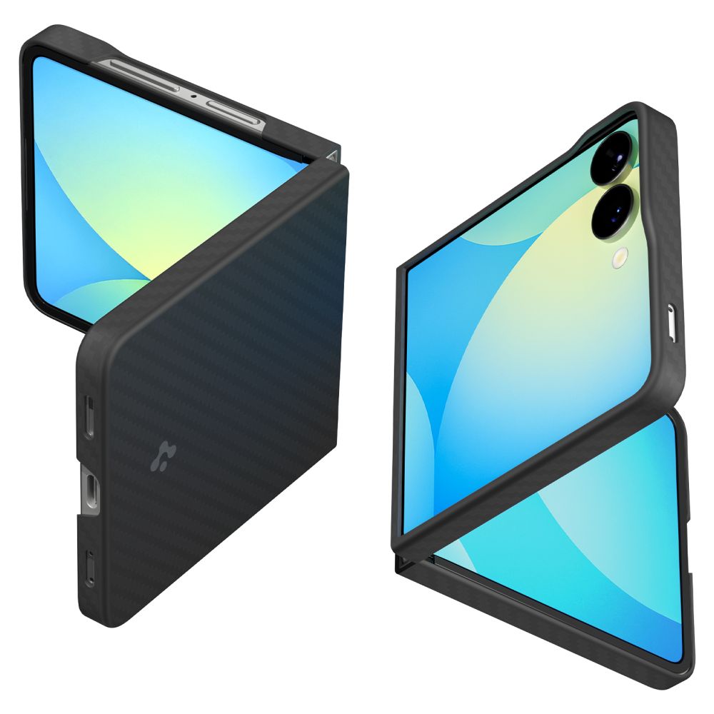 Spigen AirSkin Aramid Suojakuori Samsung Galaxy Z Flip 7:lle - Musta