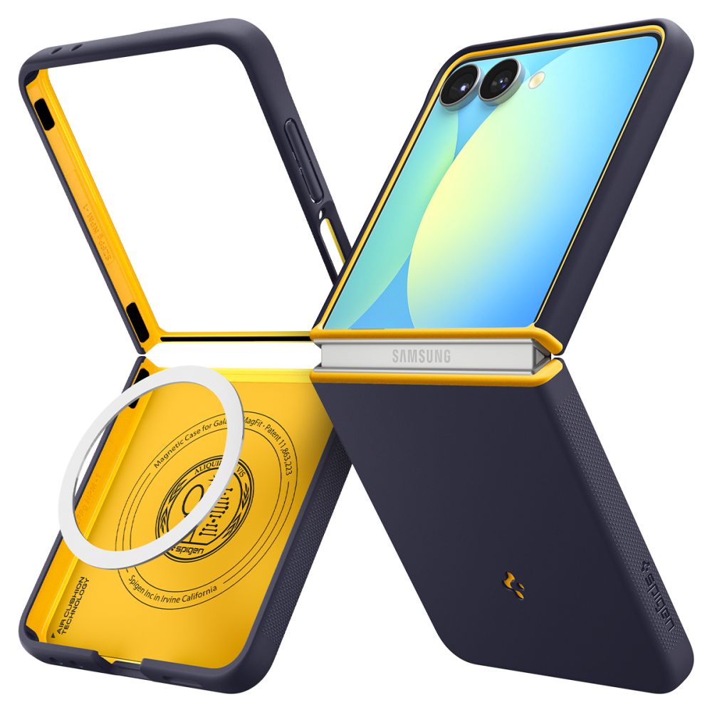 Nano Pop Mag MagSafe Case for Samsung Galaxy Z Flip 7 - Navy Blue and Yellow