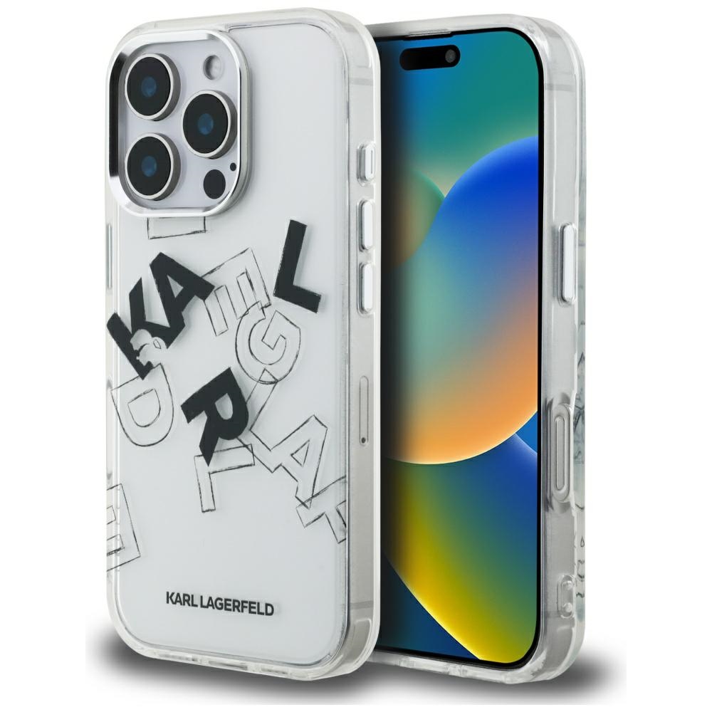 Karl Lagerfeld IML Sketched Graphic Suojakuori iPhone 16 Pro:lle - Kirkas