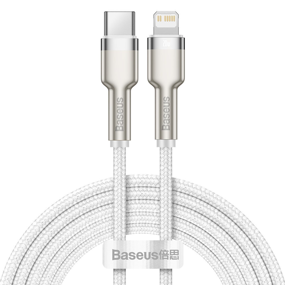 Baseus Cafule -kaapeli USB-C - Lightning, PD, 20W, 2m, valkoinen