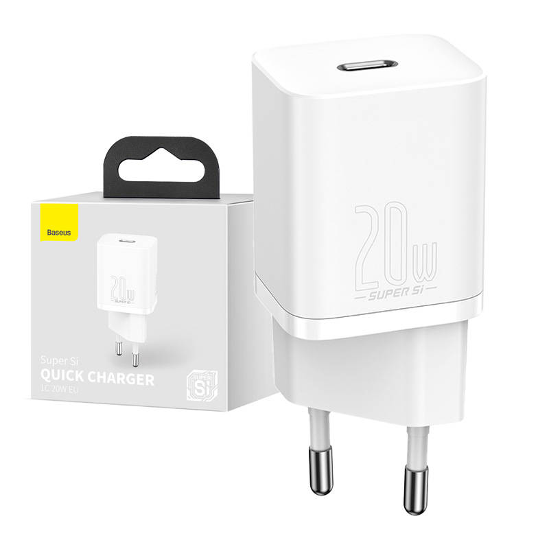 Laturi Baseus Super Si 20W USB-C valkoinen CCSUP-B02