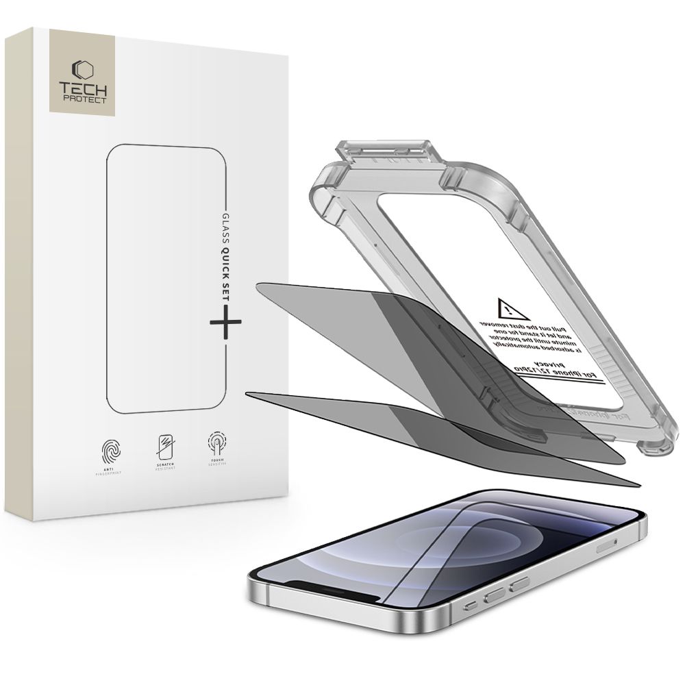 Tech-Protect Quick Set Spy+ Yksityisyyslasi 2 kpl iPhone 12 / 12 Pro:lle