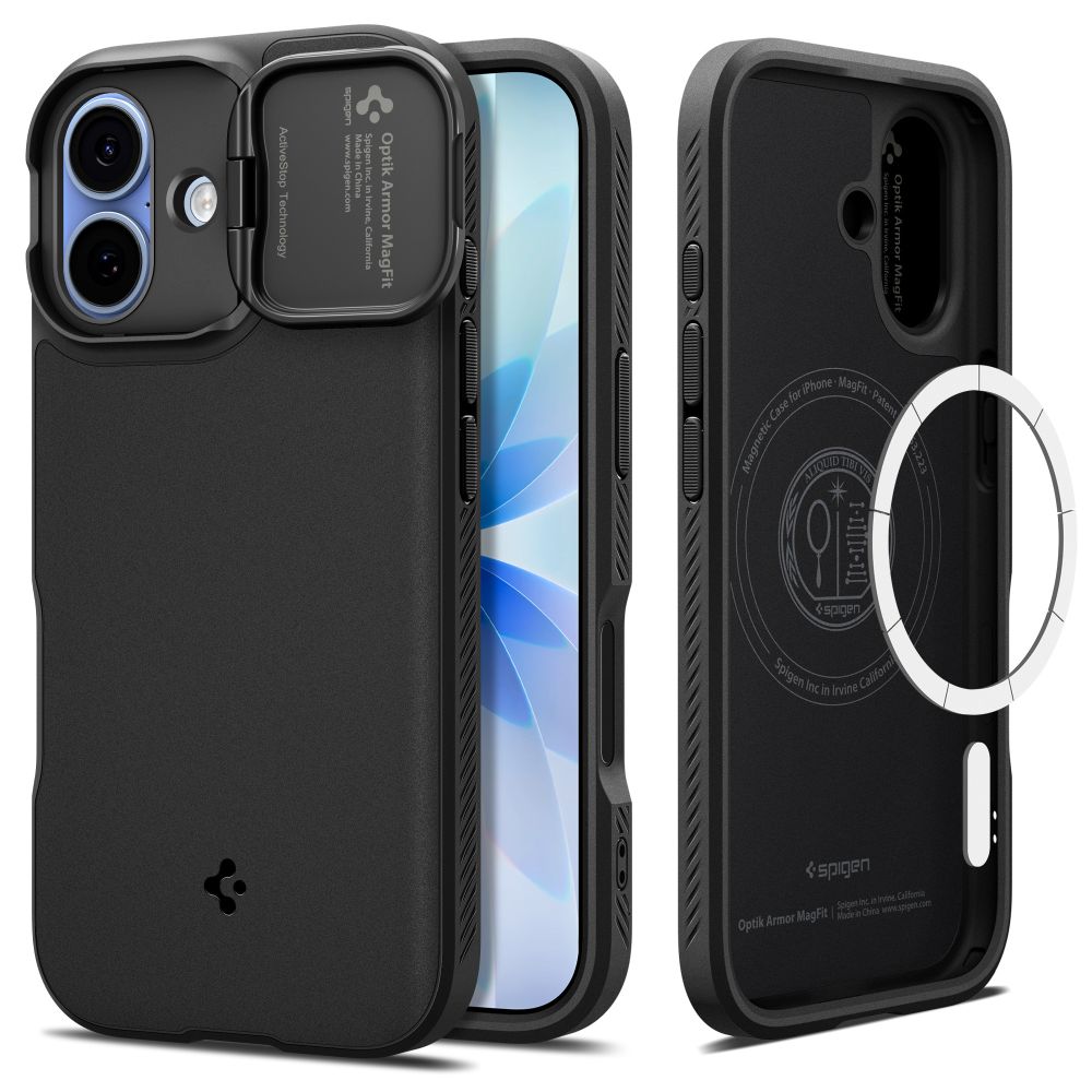 Spigen Optik Armor MagSafe Suojakuori iPhone 17:lle - musta