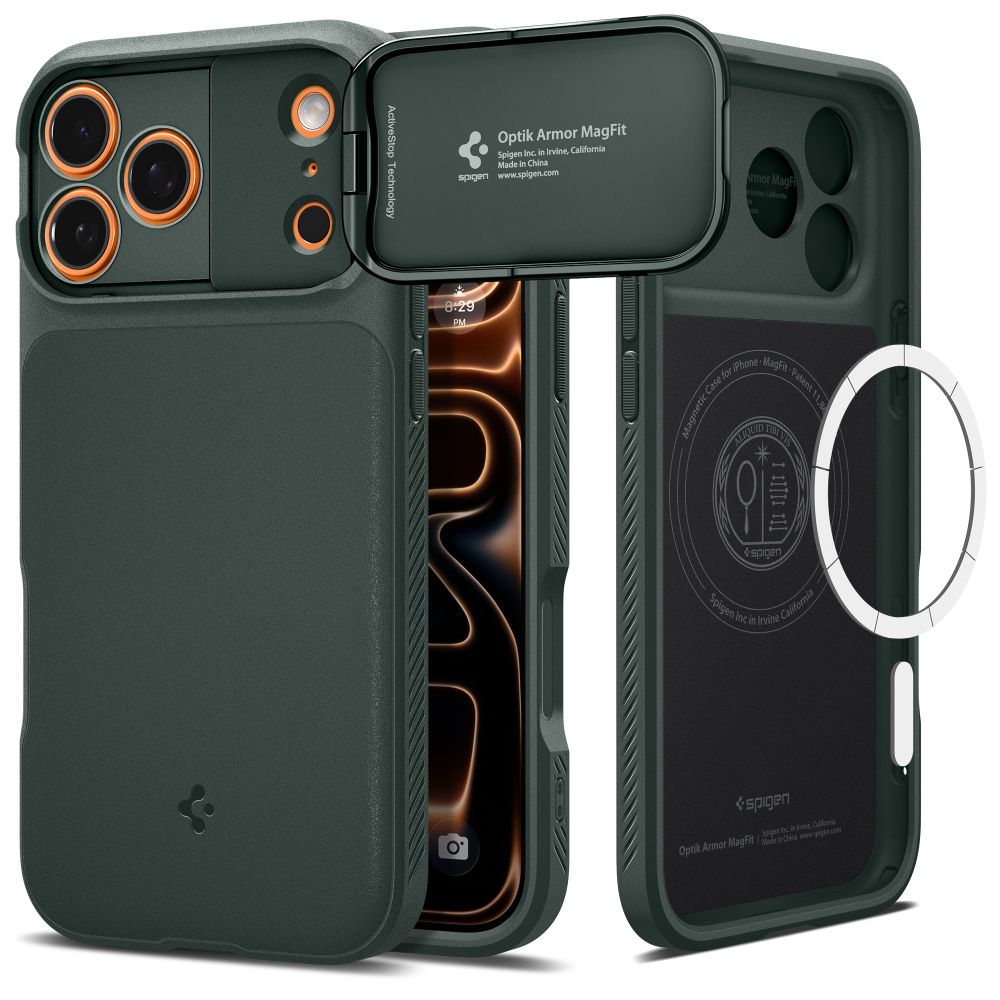 Spigen Optik Armor MagSafe Suojakuori iPhone 17 Pro Max:lle - vihreä