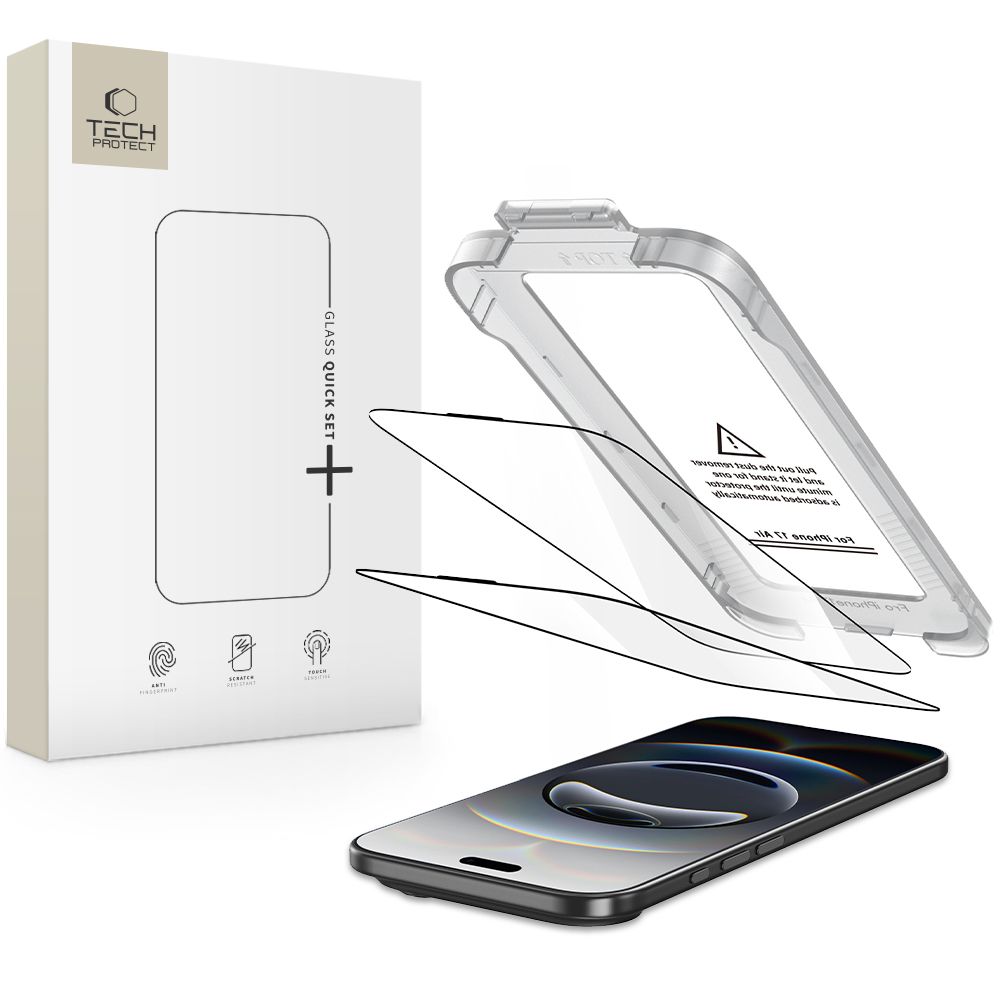 Tech-Protect Quick Set+ 2-pack karkaistu lasi iPhone 17 Air:lle - musta