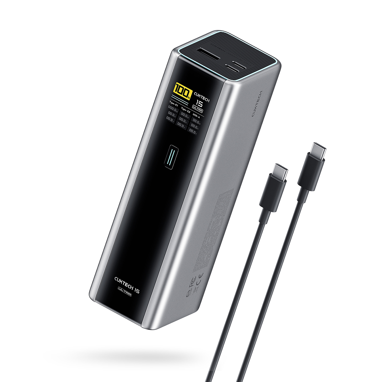 Powerbank Cuktech CKPB200UGLGR 210W 20000mAh 2 x USB-C 1 x USB-A - harmaa