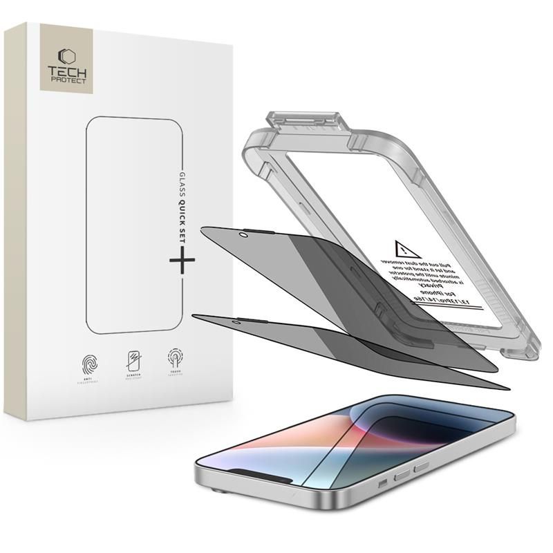 Tech-Protect Quick Set Spy+ yksityisyyslasi 2-pack iPhone 13 / 13 Pro / 14 / 16e / 17e:lle