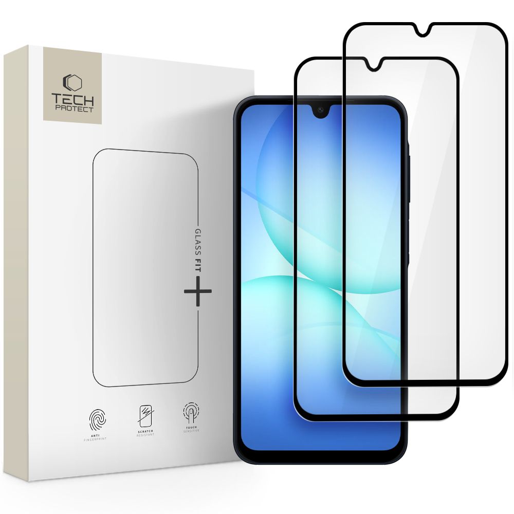 Tech-Protect Glass Fit+ 2-pack karkaistu lasi Samsung Galaxy A16 4G / 5G / A26 5G / A17 4G / 5G:lle - musta