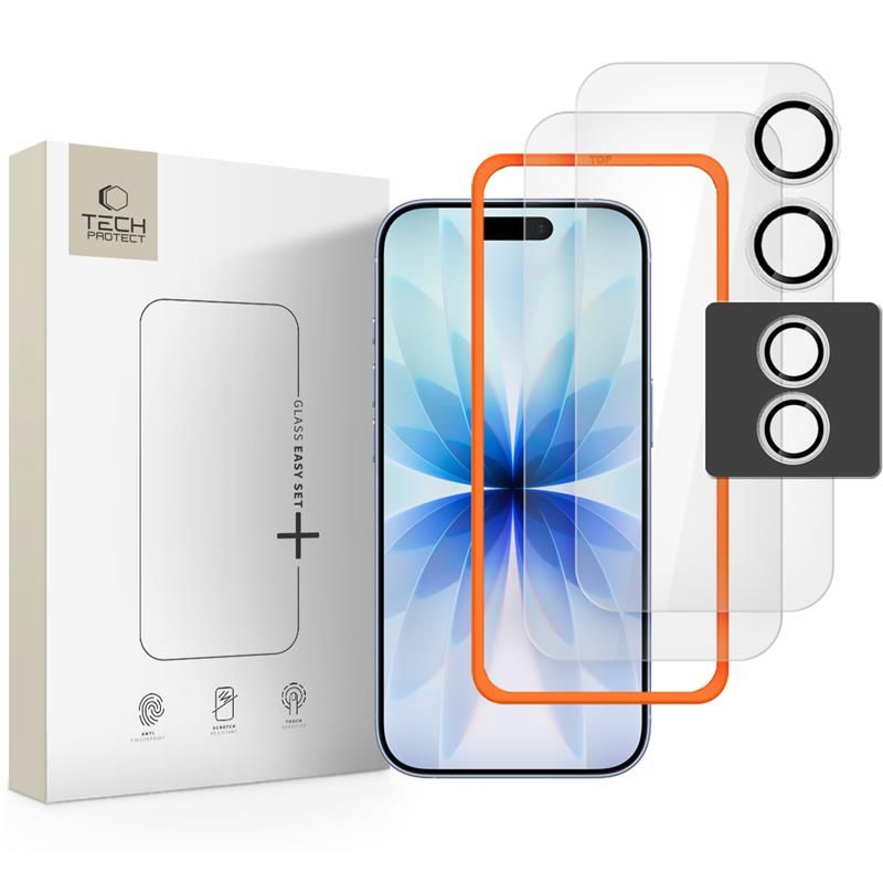 Tech-Protect Easy Set+ 3-pakkaus Karkaistu lasi iPhone 17:lle - Läpinäkyvä