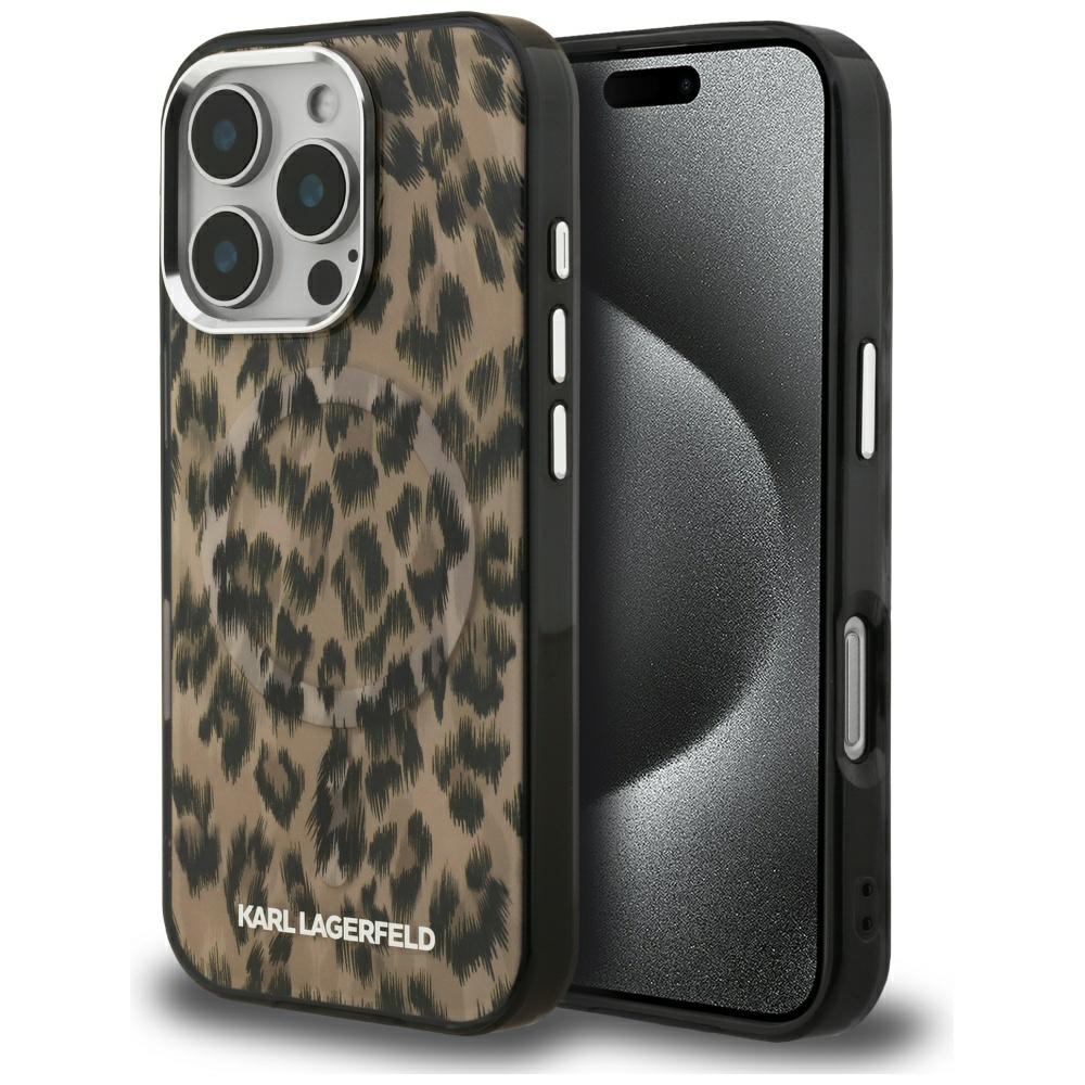 Karl Lagerfeld IML leopardikuvioinen MagSafe-suojakuori iPhone 16 Pro Max - ruskea
