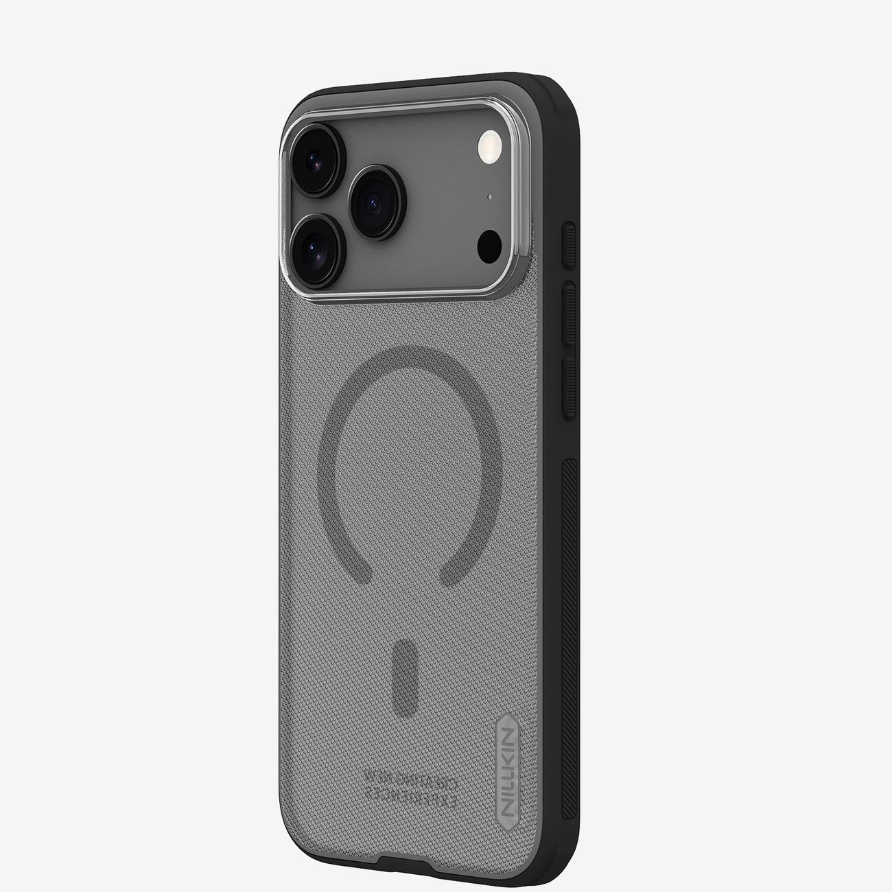 Nillkin Super Frosted Shield Pro Magneettinen Suojakuori MagSafe-yhteensopiva iPhone 17 Pro Max:lle - Puoliläpinäkyvä musta