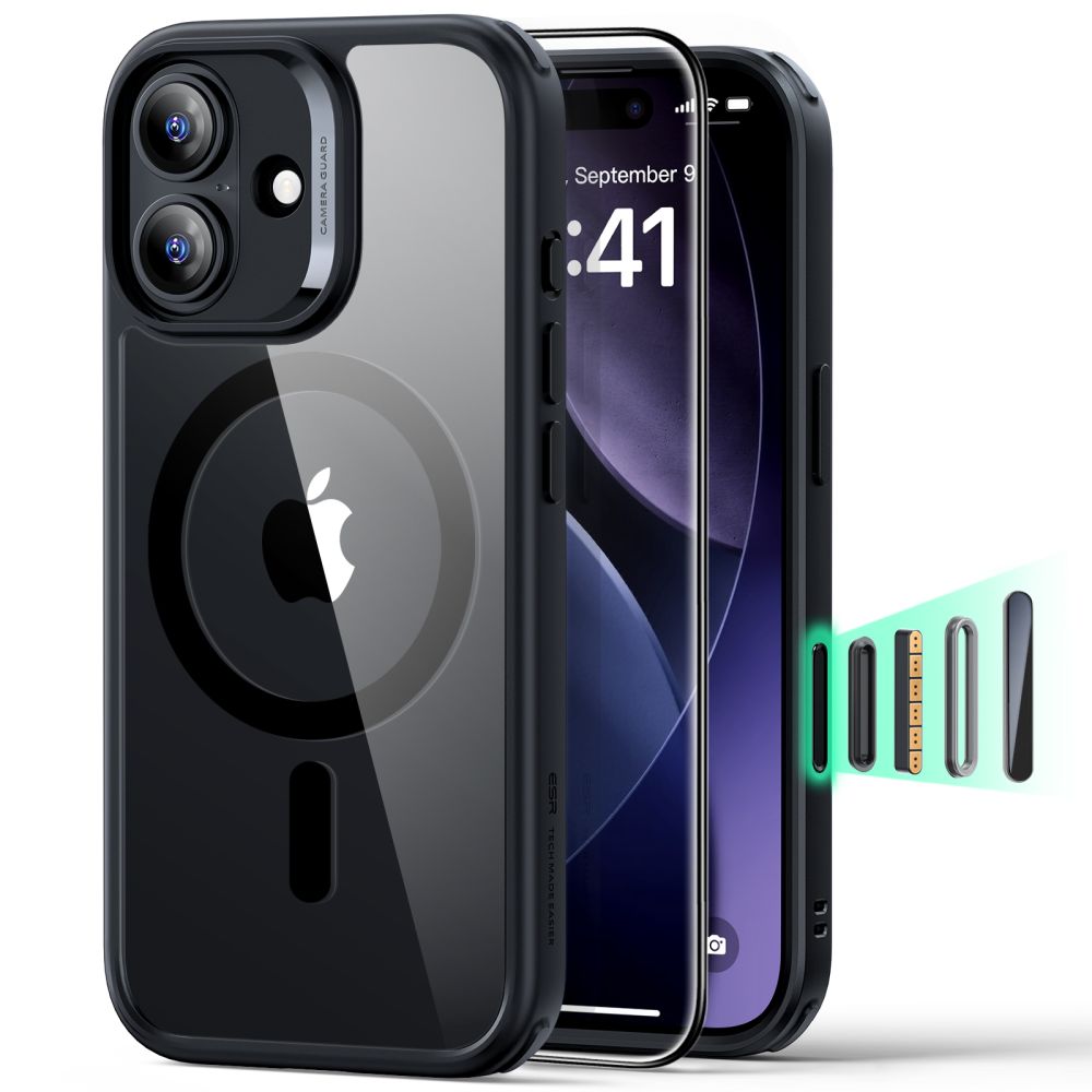 ESR Classic Hybrid MagSafe + Tempered Glass Set for iPhone 17 - Clear Black