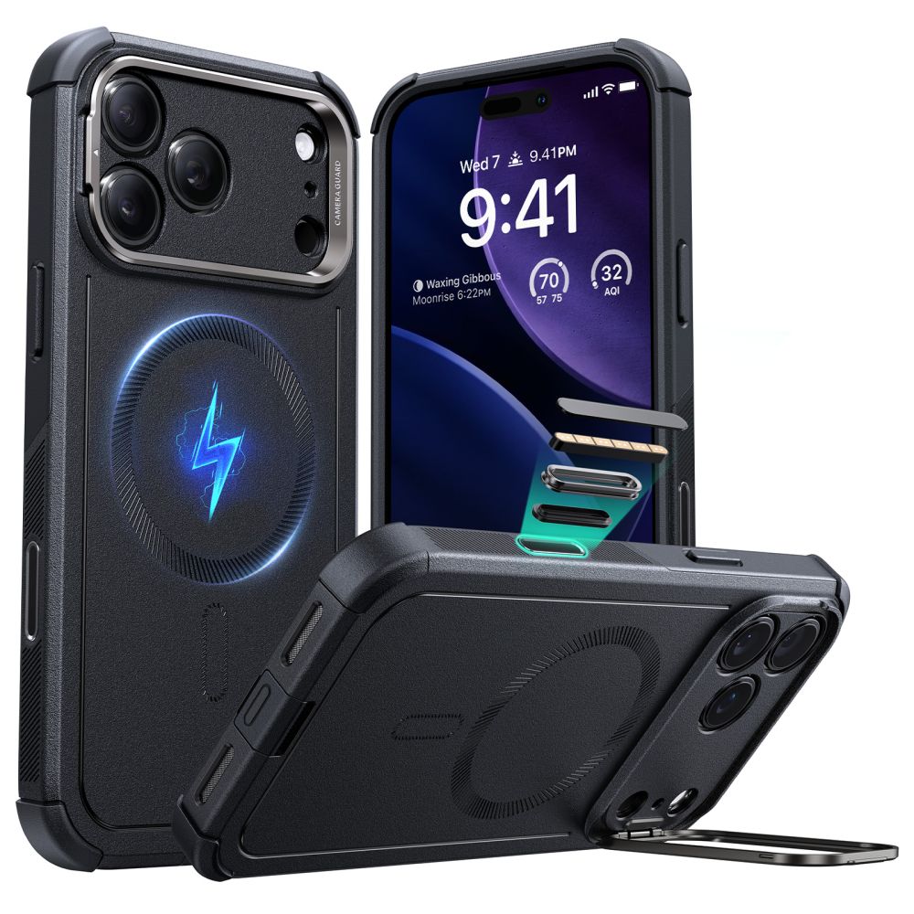 ESR Cyber Kickstand MagSafe Suojakuori iPhone 17 Pro:lle - Musta