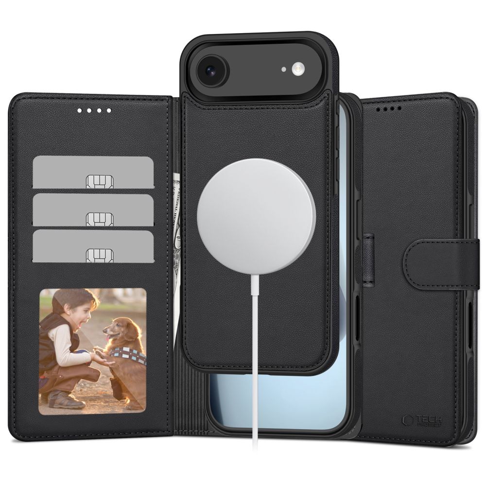 Tech-Protect Wallet MagSafe Suojakuori iPhone 17 Air:lle - Matta Musta