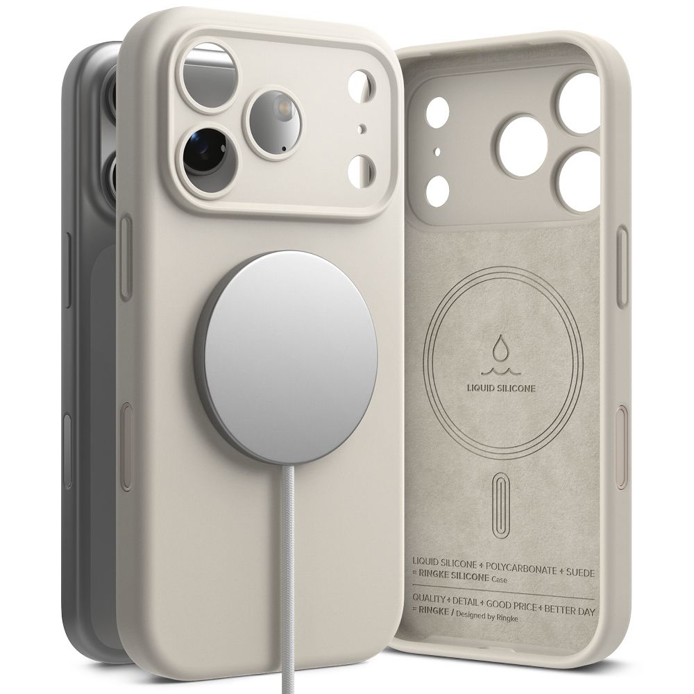 Ringke Silikoninen Magneettinen MagSafe Suojakuori iPhone 17 Pro:lle - Beige
