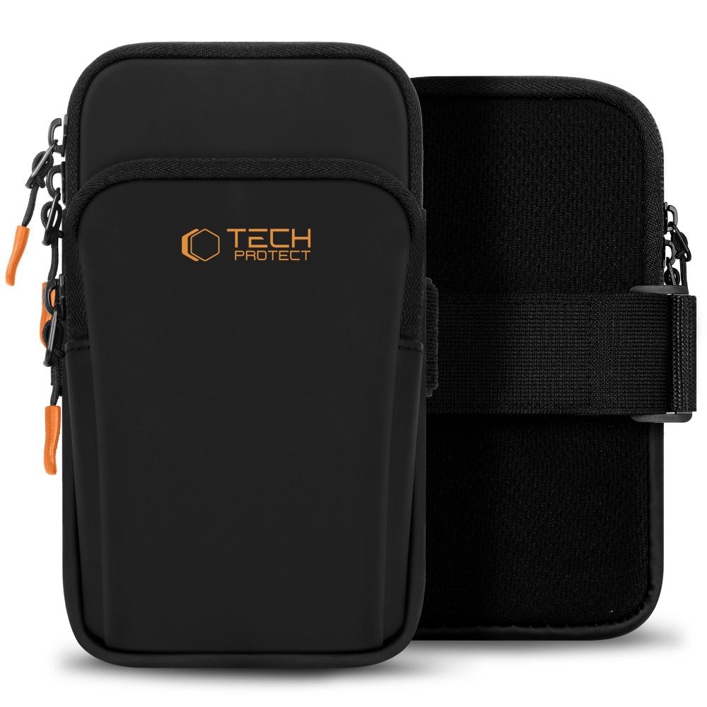 Tech-Protect M7 Universal Sport Armband Suojakuori - Musta ja Oranssi